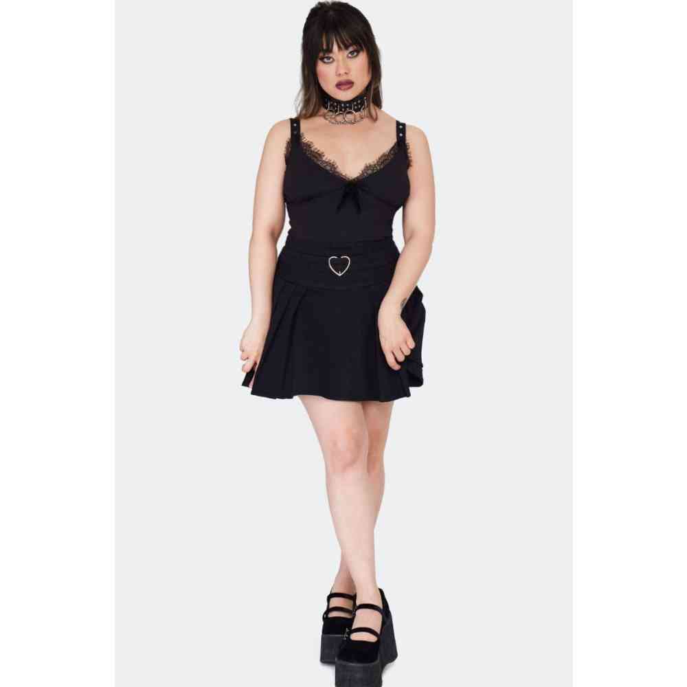 Jawbreaker - Heart Buckles Pleated Korte rok - Zwart